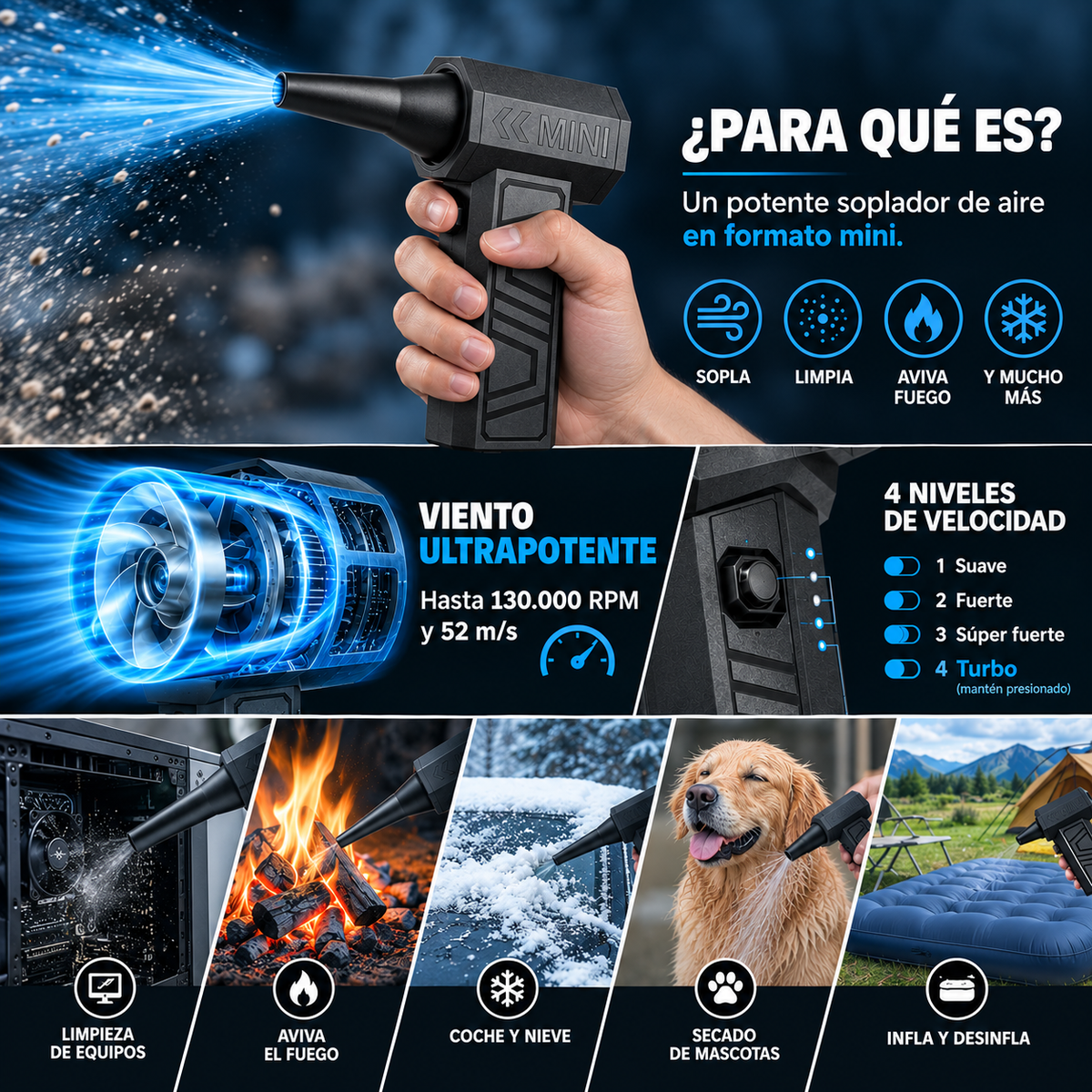 Soplador de Aire Portátil